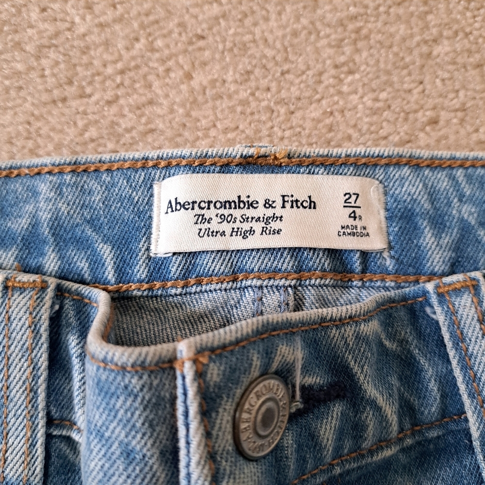 Abercrombie & Fitch Denim 90s Straight Ultra High Rise Jeans Blue Size 27 - Picture 6 of 16